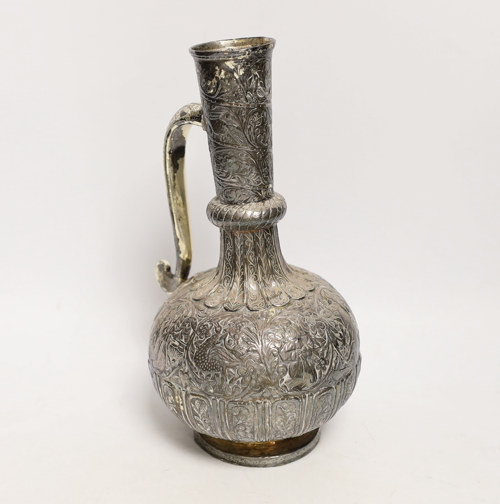 A Persian white metal vase, 25cm